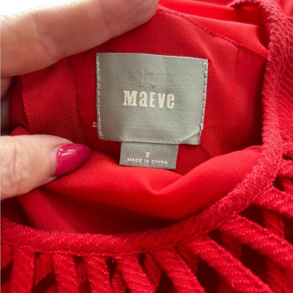 Anthropologie Maeve Red Dress -Size 2 - Picture 7 of 14